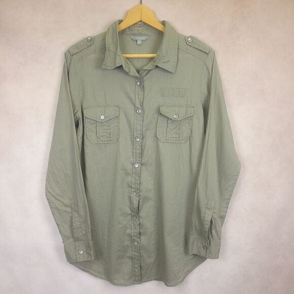Rubbish Grayish Green Light Weight Long Sleeve Button Down Shirt Size Med - Picture 2 of 7